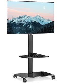 Mobile TV Stand Rolling Cart with Wheels for 32-60 inch LCD LED Flat Curved Screen, Swivel & Height Adjustable TT206002GB