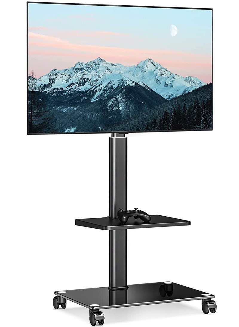 ELTRAZONE - Mobile TV Stand Rolling Cart with Wheels for 32-60 inch LCD LED Flat Curved Screen, Swivel & Height Adjustable TT206002GB - Image 1