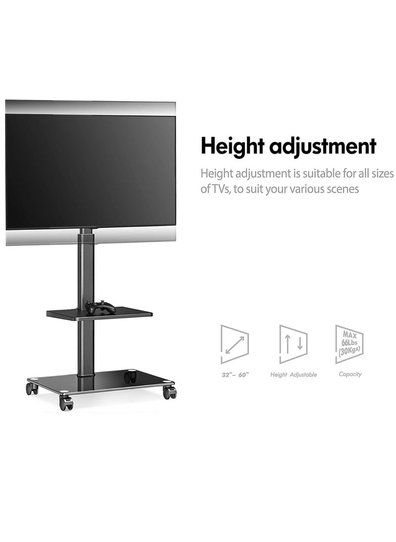 ELTRAZONE - Mobile TV Stand Rolling Cart with Wheels for 32-60 inch LCD LED Flat Curved Screen, Swivel & Height Adjustable TT206002GB - Image 1