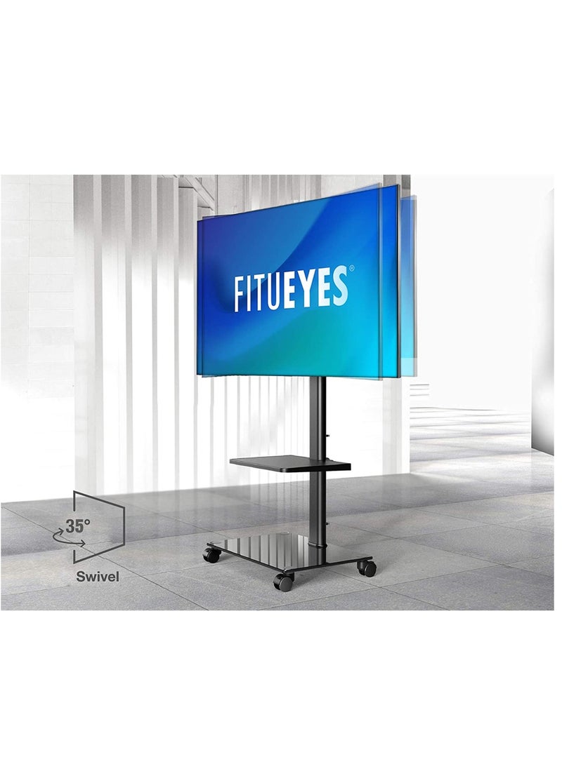 ELTRAZONE - Mobile TV Stand Rolling Cart with Wheels for 32-60 inch LCD LED Flat Curved Screen, Swivel & Height Adjustable TT206002GB - Image 1