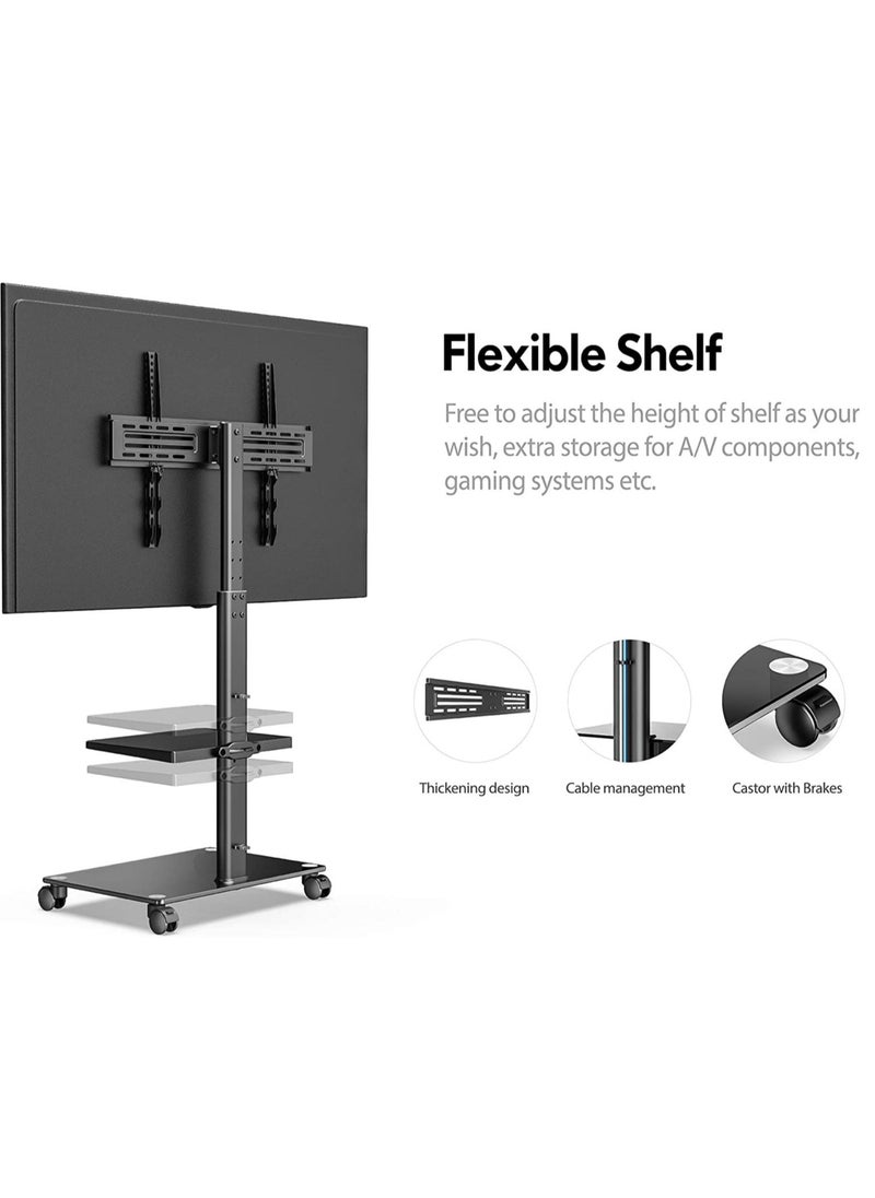 ELTRAZONE - Mobile TV Stand Rolling Cart with Wheels for 32-60 inch LCD LED Flat Curved Screen, Swivel & Height Adjustable TT206002GB - Image 1