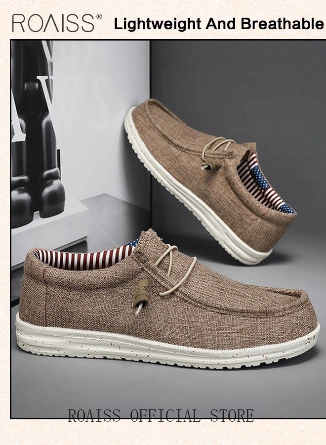roaiss Casual Slip On Loafers for Men Thick and Soft Soled Canvas Shoes Lightweight Round Toe Sneakers Breathable Anti Slip Flats  - Image 4