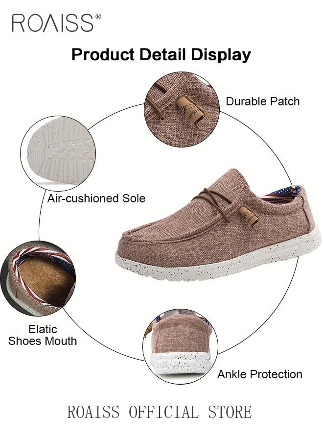 roaiss Casual Slip On Loafers for Men Thick and Soft Soled Canvas Shoes Lightweight Round Toe Sneakers Breathable Anti Slip Flats  - Image 3