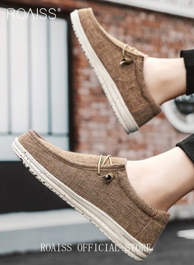 roaiss Casual Slip On Loafers for Men Thick and Soft Soled Canvas Shoes Lightweight Round Toe Sneakers Breathable Anti Slip Flats  - Image 2