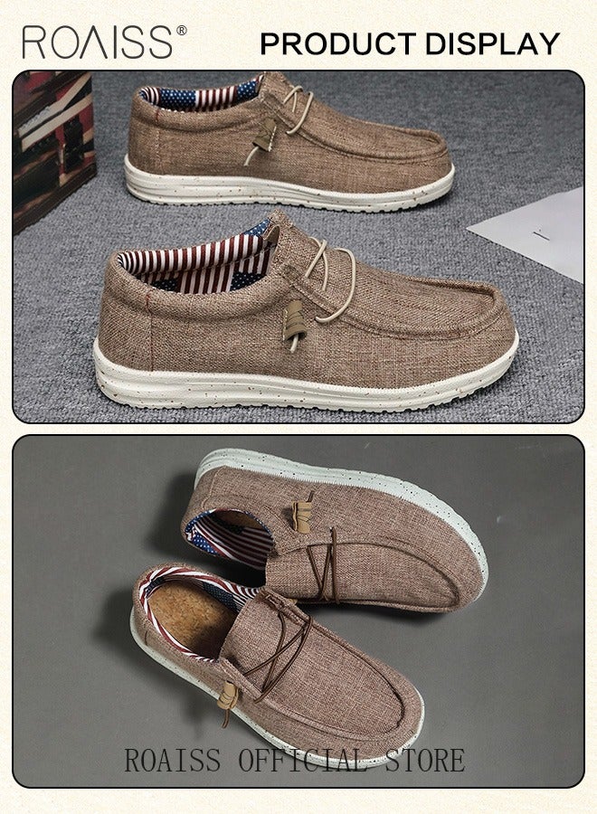 roaiss Casual Slip On Loafers for Men Thick and Soft Soled Canvas Shoes Lightweight Round Toe Sneakers Breathable Anti Slip Flats  - Image 5