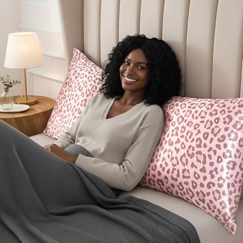 LCBD Satin Body Pillow Case for Hair and Skin, Pink Leopard Printed Silk Satin Body Pillowcase Cover, 20x54 Cheetah Print Body Cooling Pillow Cover with Envelope Closure - Image 5