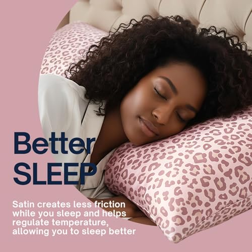 LCBD Satin Body Pillow Case for Hair and Skin, Pink Leopard Printed Silk Satin Body Pillowcase Cover, 20x54 Cheetah Print Body Cooling Pillow Cover with Envelope Closure - Image 4
