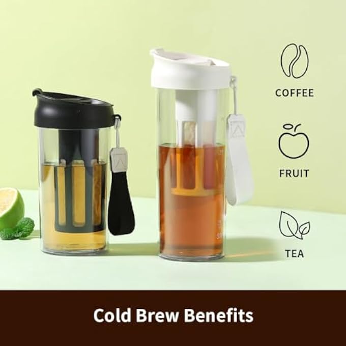 Azonee Cold Brew Coffee Maker With Soft Silicone Handle Portable Iced Coffee  Tea Infuser Travel Tumbler Airtight Cold Brew Cup Ideal For Office Home  Travel 500Ml White - Image 4