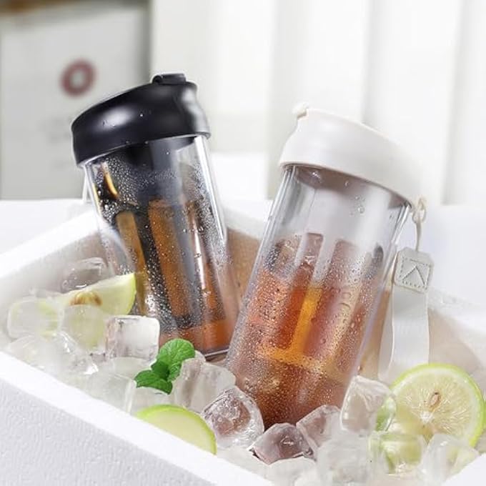 Azonee Cold Brew Coffee Maker With Soft Silicone Handle Portable Iced Coffee  Tea Infuser Travel Tumbler Airtight Cold Brew Cup Ideal For Office Home  Travel 500Ml White - Image 5