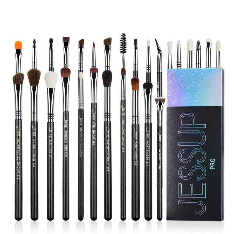 Jessup Eye Makeup Brushes Set Professonal 28pcs Premium Synthetic Eyeshadow Brush Eyeliner Brush Eyebrow Brush Blending Brush for Makeup Black T341 - Image 1