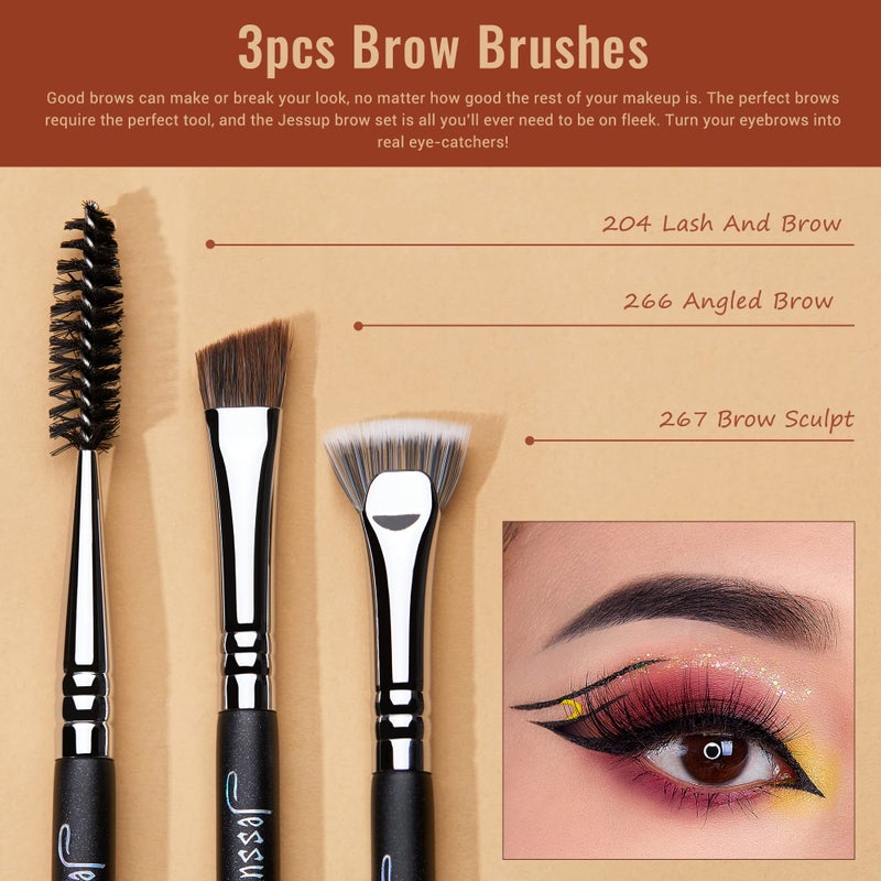Jessup Eye Makeup Brushes Set Professonal 28pcs Premium Synthetic Eyeshadow Brush Eyeliner Brush Eyebrow Brush Blending Brush for Makeup Black T341 - Image 5