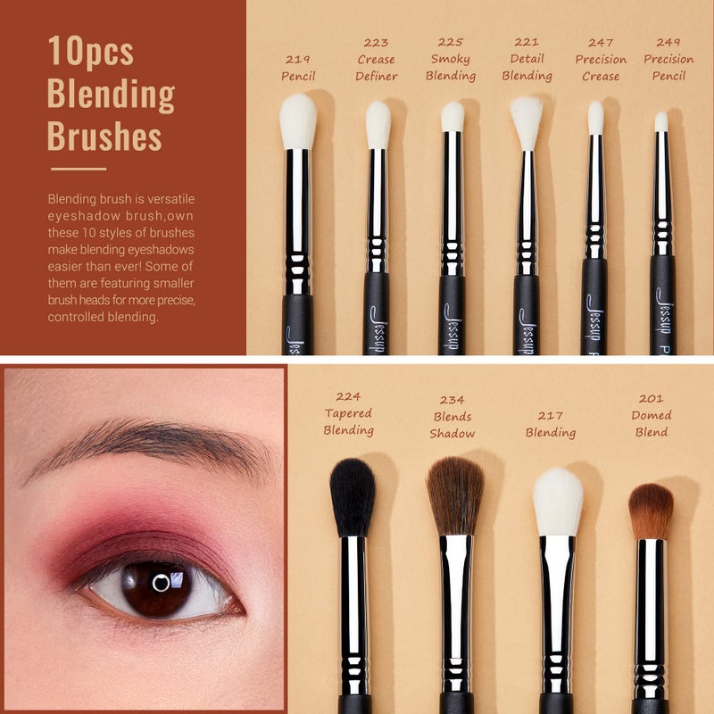 Jessup Eye Makeup Brushes Set Professonal 28pcs Premium Synthetic Eyeshadow Brush Eyeliner Brush Eyebrow Brush Blending Brush for Makeup Black T341 - Image 2
