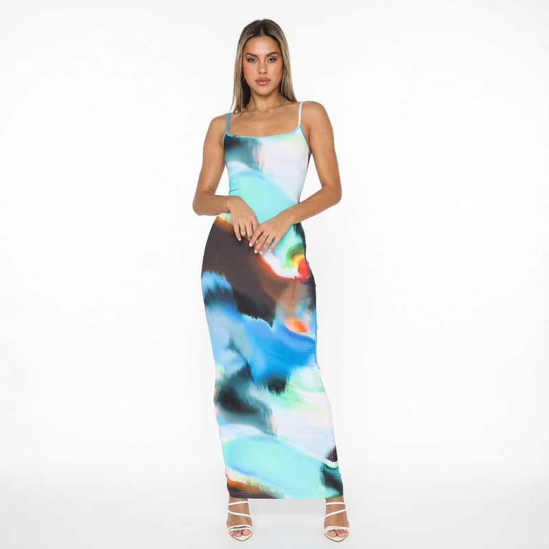 Sexy Abstract Digital Print Bodycon Dress - Image 2