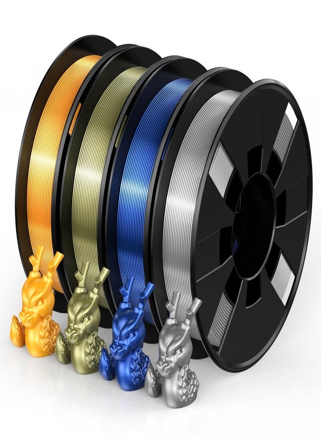 ENTINA 4 Colors Silk Shiny 3D Printer Filament Bundle, PLA Filament 1.75 mm for 3D Printers, Dimensional Accuracy +/- 0.02 mm, 200g x 4 Spools Set - Image 1