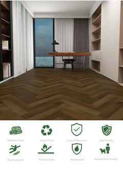 Suntecwood Suntecwood SPC Rigid Core Luxury Vinyl Flooring 635*127 mm | Chevron Flooring|6mm Thick | 1mm IXPE Padding | Waterproof| Scratch Resistant | Comfort & Quiet | Easy Click Lock for Home | Office | Commercial Use |Dark brown oak|  - Image 3