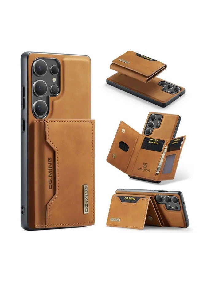 DGMING DGMING Compatible With Samsung Galaxy S25 Ultra DG.MING Premium Leather Phone Case Back Cover Magnetic Detachable with Trifold Wallet Card Holder Pocket (Coffee)  - Image 1