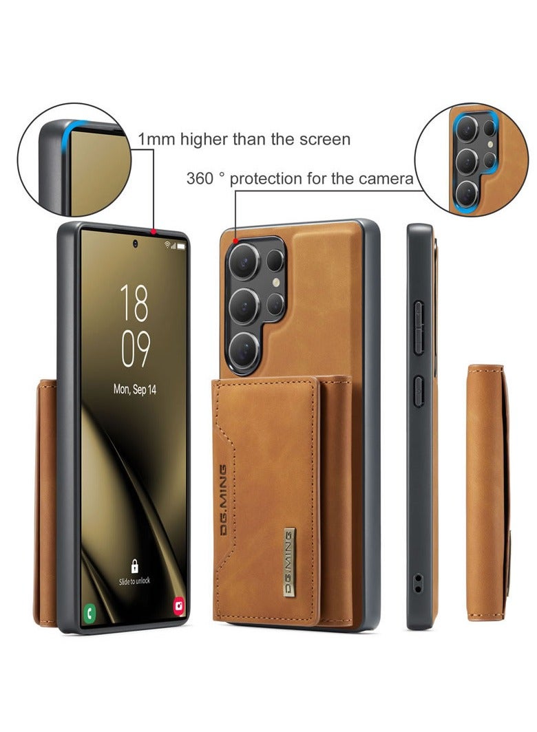 DGMING DGMING Compatible With Samsung Galaxy S25 Ultra DG.MING Premium Leather Phone Case Back Cover Magnetic Detachable with Trifold Wallet Card Holder Pocket (Coffee)  - Image 4