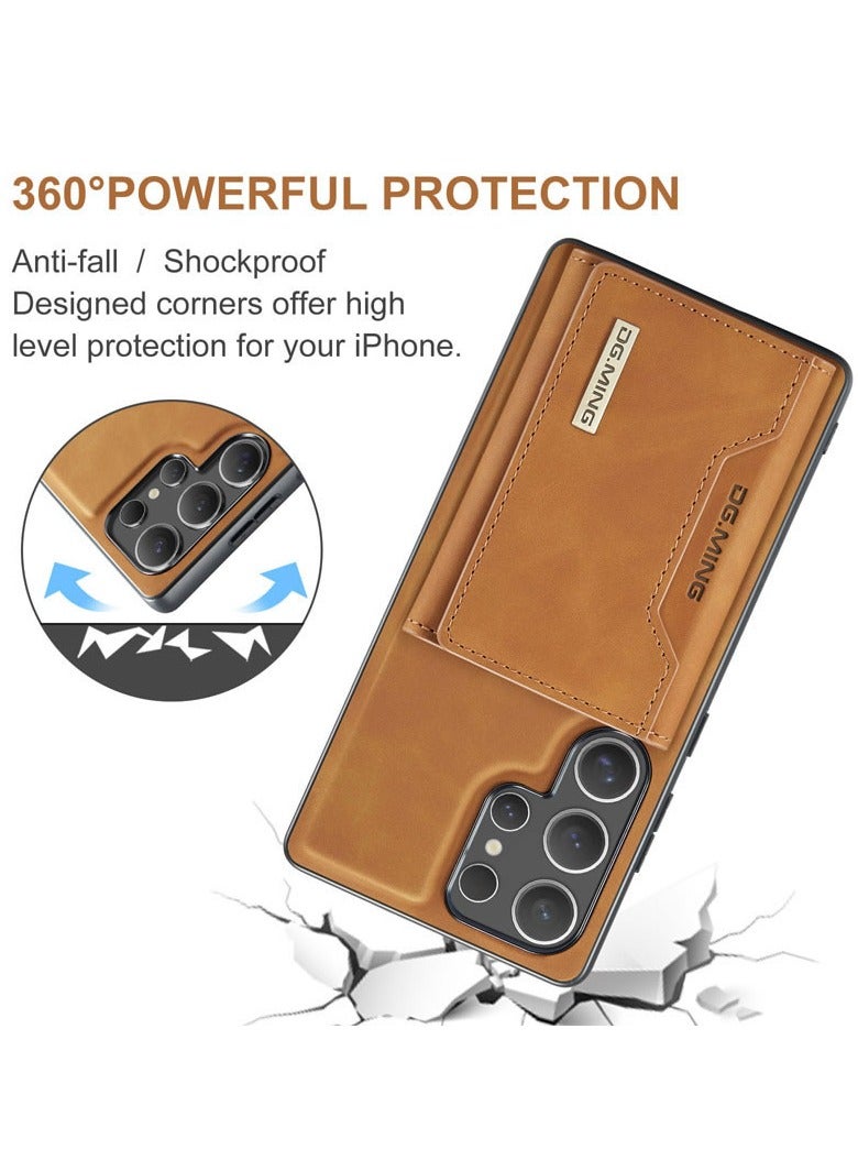 DGMING DGMING Compatible With Samsung Galaxy S25 Ultra DG.MING Premium Leather Phone Case Back Cover Magnetic Detachable with Trifold Wallet Card Holder Pocket (Coffee)  - Image 5