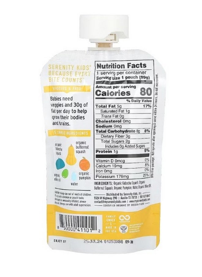 Organic Squashes 6 Months Kabocha Squash Butternut Pumpkin and Olive Oil 3.5 oz 99 g