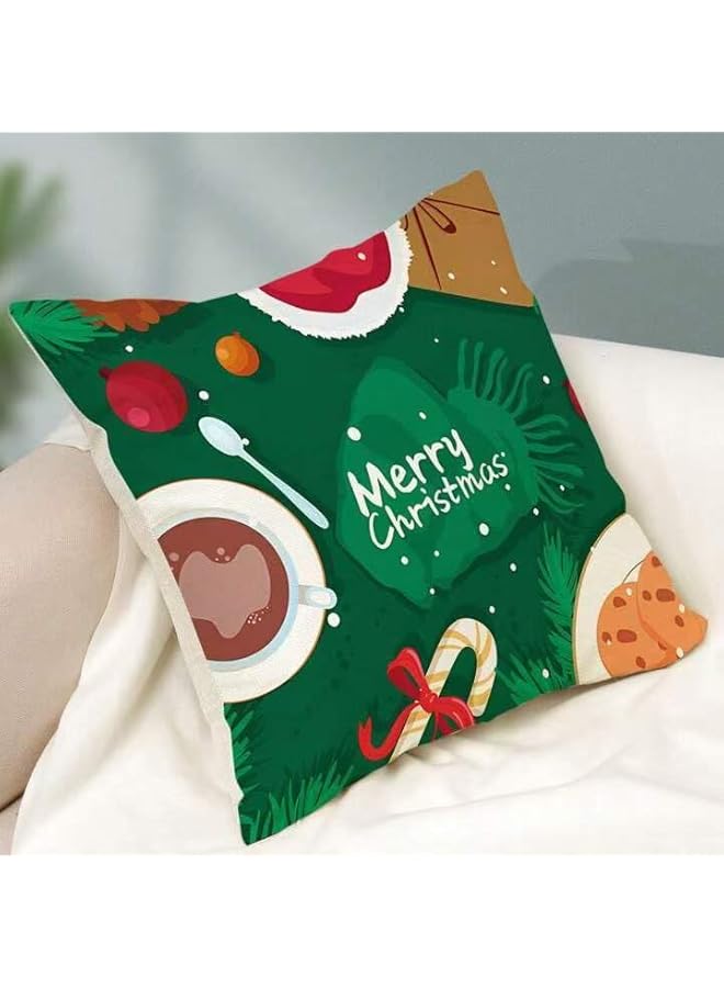 The Bros Christmas Decorations Christmas Pillow Covers 18 x 18 Inches Set of 4 - Xmas Series Cushion Pillow Cover Custom Zippered Square Pillowcase for Home Office Room Couch Sofa Bed, Christmas Gifts - Image 4