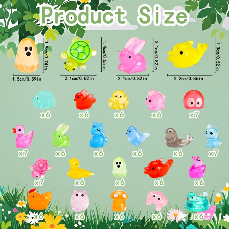 PAPPYN-A 130 Pcs Luminous Mini Resin Animal Tiny Resin Animals Miniature Little Animal Figures Bulk for Micro Fairy Garden Landscape Accessories Dollhouse Decor - Image 3