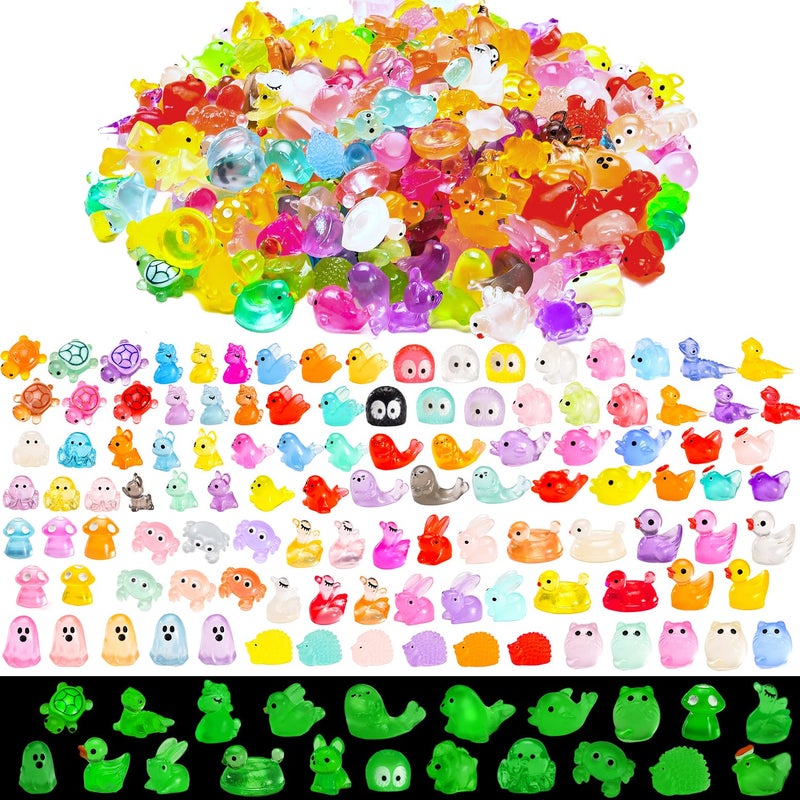 PAPPYN-A 130 Pcs Luminous Mini Resin Animal Tiny Resin Animals Miniature Little Animal Figures Bulk for Micro Fairy Garden Landscape Accessories Dollhouse Decor - Image 1