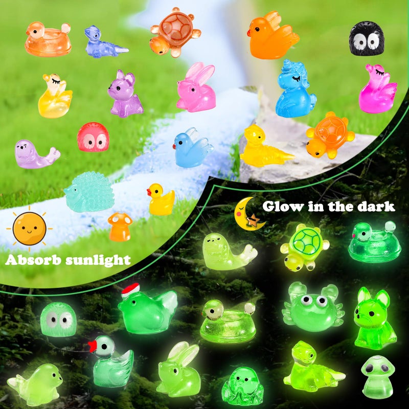 PAPPYN-A 130 Pcs Luminous Mini Resin Animal Tiny Resin Animals Miniature Little Animal Figures Bulk for Micro Fairy Garden Landscape Accessories Dollhouse Decor - Image 4