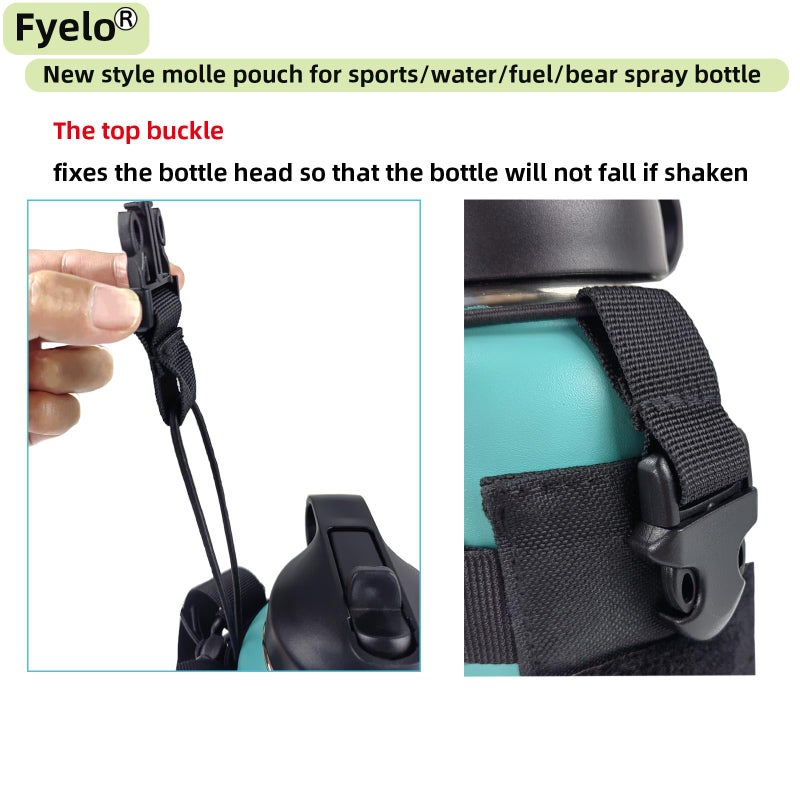 Fyelo Molle Water Bottle Holder Tactical Pouches Adjustable 16-76 oz Enhanced Dual Pockets Multi Use for Outdoor Sports Fit for Backpack/Vest/Belt/Shoulder Strap (Black, Brown, Green) - Image 4