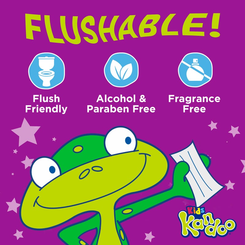 Kandoo Flushable Wipes for Baby and Kids by Kandoo, Sensitive and Unscented Formula, Hypoallergenic Potty Training Wet Cleansing Cloths, 42 Count, Pack of 12 - Image 5