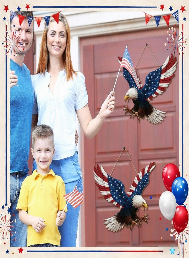 Quzzil 2 Pcs 4th of July Decorations Patriotic Eagle Door Wreath Hanging Signs 250th Anniversary Eagle Wooden Wreaths Door Decor Memorial Day Hanging Sign Wall Plaque Decoration for Home Indoor Outdoor Decor - Image 4
