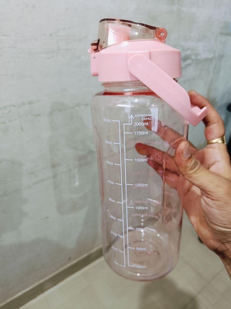 ELEXIQ Plastic 2 L Capacity Water Bottle Transparent bottle 2000 ml Bottle without straw (Pack of 1, Clear,) - Image 4