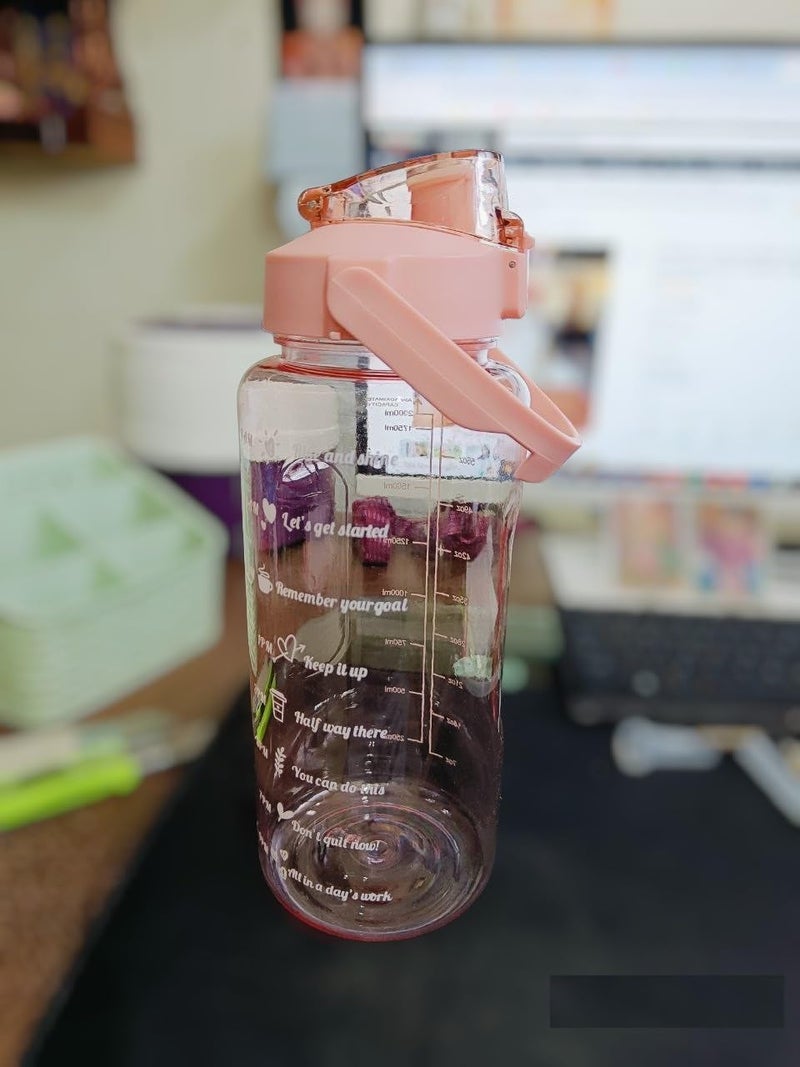 ELEXIQ Plastic 2 L Capacity Water Bottle Transparent bottle 2000 ml Bottle without straw (Pack of 1, Clear,) - Image 1