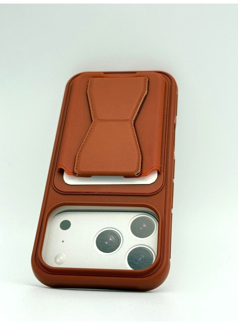 general Magnetic Leather Stand Wallet Case for iPhone 17 ProMax – Foldable Kickstand Card Holder Protective Cover - Image 4