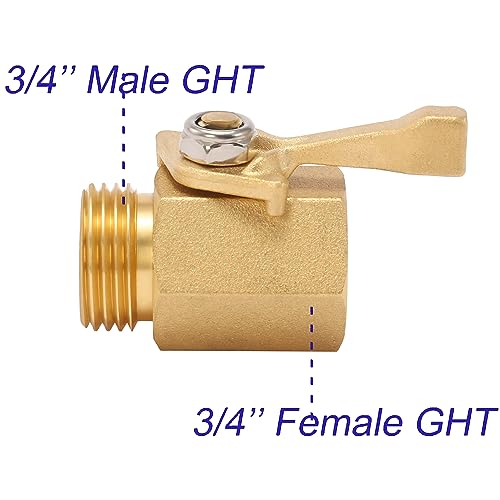 M MINGLE Heavy Duty Brass Garden Hose Shut Off Valve, 3/4 Inch, 2-Pack with 2 Hose Washers - Image 3