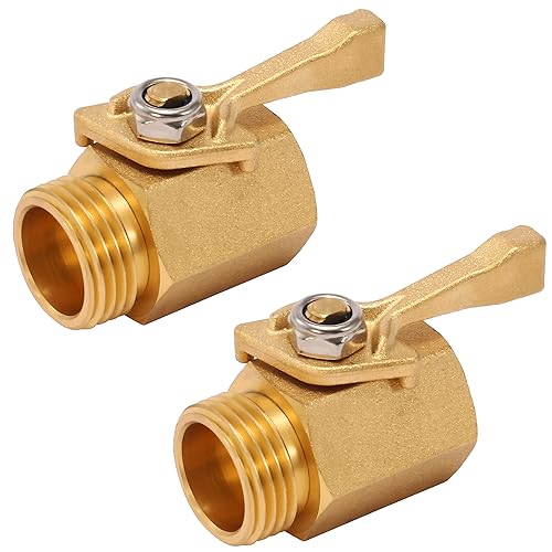M MINGLE Heavy Duty Brass Garden Hose Shut Off Valve, 3/4 Inch, 2-Pack with 2 Hose Washers - Image 1