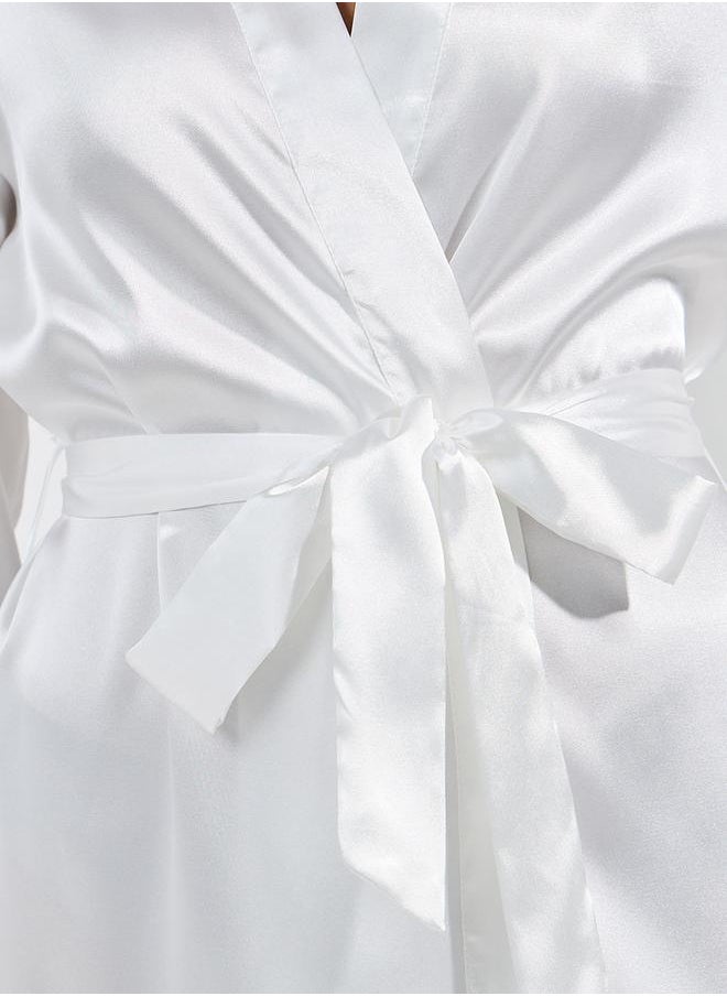 Styli - Solid Satin Belted Robe - Image 1