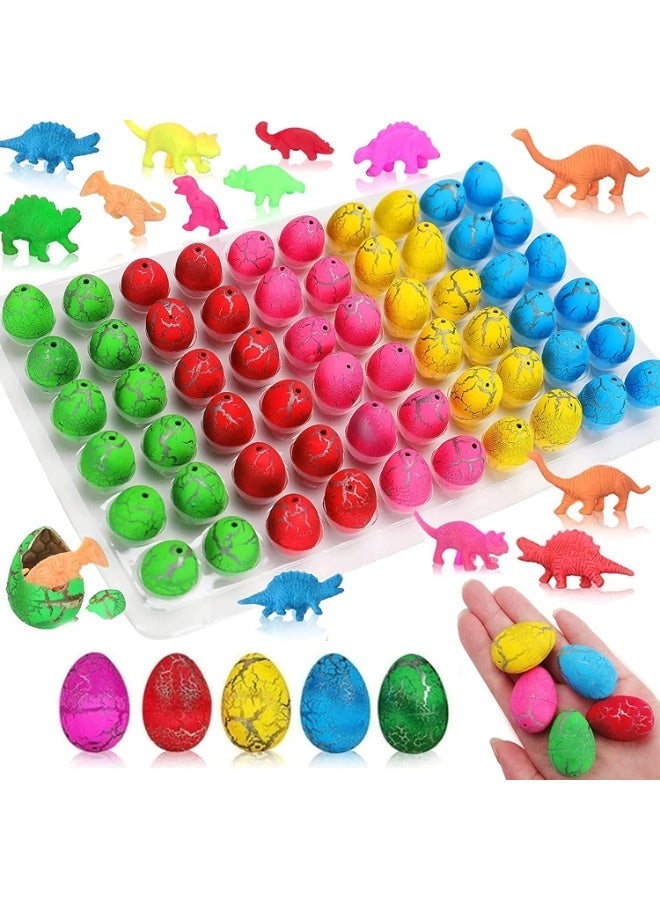 Dinosaur Eggs Toys 60 PCS – Hatching in Water Dino Eggs with Dinosaur Model Figures, Growing Egg Science Kit Pool Games – Crack Surprise Mini Dinosaur Egg Party Favor & Queue Gift for Boys & Girls (Multi-Color) - Image 1
