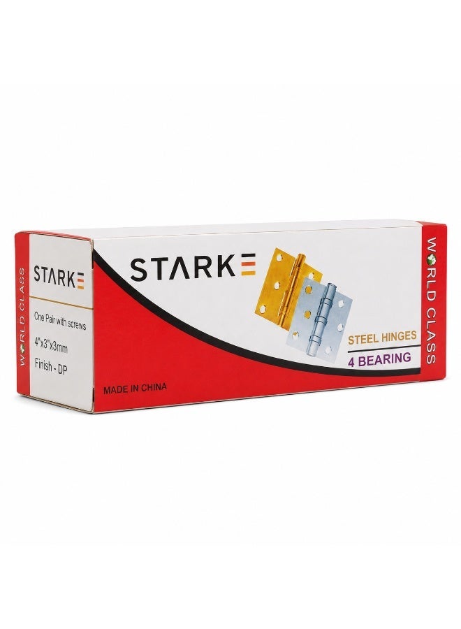 ستارك مفصلات أبواب فولاذية STARK 4 محامل 4 × 3 × 3 مم مع براغي، زوج واحد، لمسة نهائية DP - Image 1