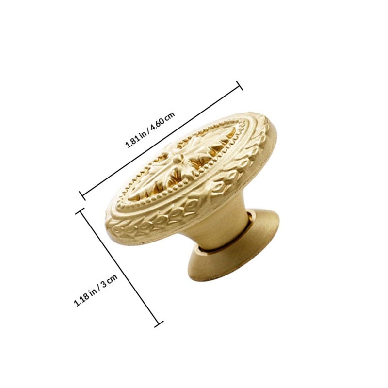 Solid Brass Single Hole Drawer Handle 4 Inch Raised Pattern Cabinet Knob Furniture Pull - Image 3