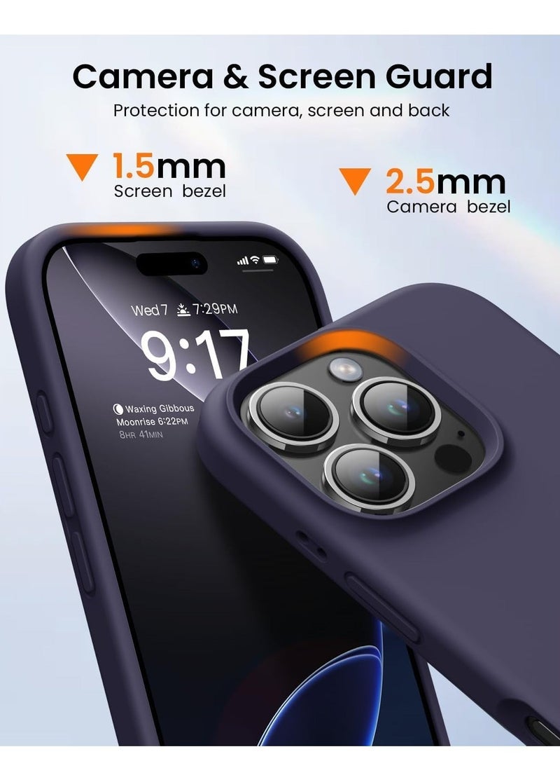 JAJEEK "Premium Soft Liquid Silicone Case for iPhone 16 Pro – Silky Soft Touch Full-Body Protective Bumper (Dark Purple)" - Image 4