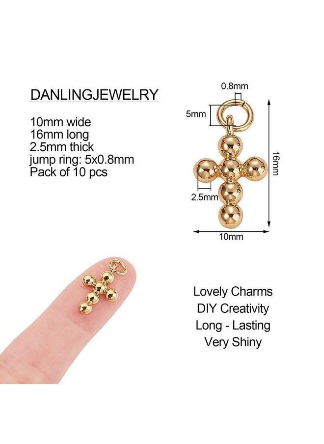DanLingJewelry - 10 Pcs Craft Supplies Beads Charms Pendants Cross Charms For Jewelry Making Crafting - Image 1