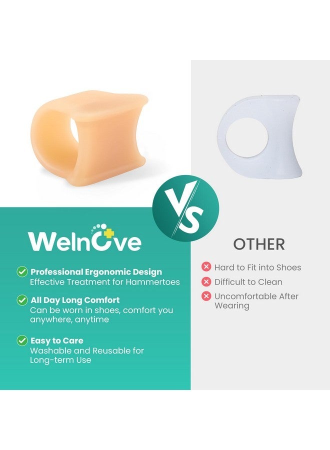 Welnove Hammertoe Corrector - 6 Pack Toe Splints - Soft Gel Toe Straighteners - Realign Bent, Curled, Crooked, Claw, Hammer Toes - Toe Corrector For Men And Women, 3 Different Sizes (Beige)  - Image 4