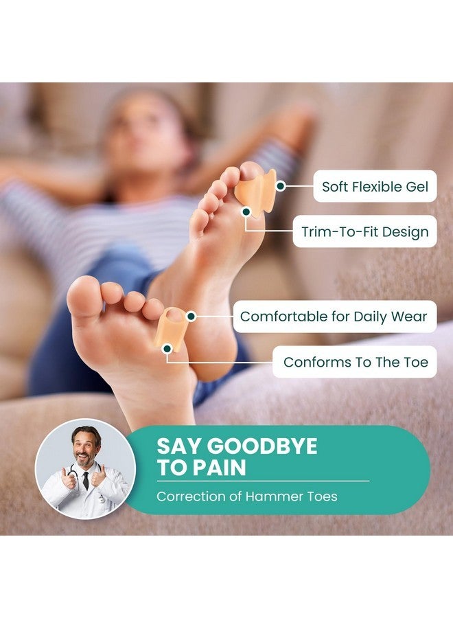 Welnove Hammertoe Corrector - 6 Pack Toe Splints - Soft Gel Toe Straighteners - Realign Bent, Curled, Crooked, Claw, Hammer Toes - Toe Corrector For Men And Women, 3 Different Sizes (Beige)  - Image 3