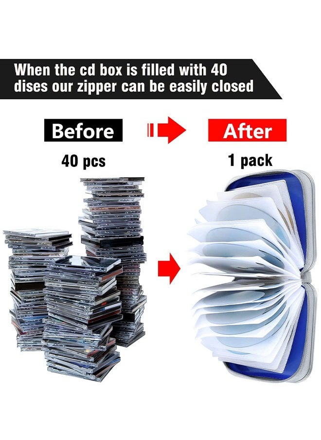 FLABOX 40 CD/DVD Sleeves Portable  Storage Organizer Scratch-Resistant Protective Cases (Blue)  - Image 4