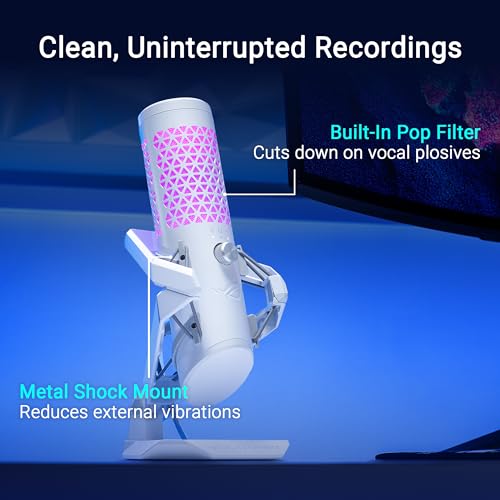 ASUS ROG Carnyx USB Gaming Microphone (25mm Condenser Capsule, 192kHz/24-bit, Cardioid, high-Pass Filter, Built-in pop Filter, Metal Shock Mount, one-Touch Mute, Aura Sync RGB)- Moonlight White - Image 5