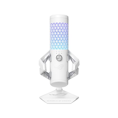 ASUS ROG Carnyx USB Gaming Microphone (25mm Condenser Capsule, 192kHz/24-bit, Cardioid, high-Pass Filter, Built-in pop Filter, Metal Shock Mount, one-Touch Mute, Aura Sync RGB)- Moonlight White - Image 1