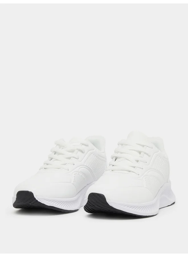 ستايلي Styli Textured Low Top Lace-Up Sneakers with Back Pull Tab