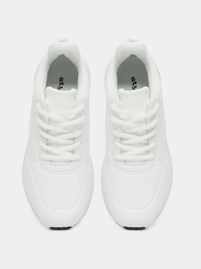 Styli Styli Textured Low Top Lace-Up Sneakers with Back Pull Tab