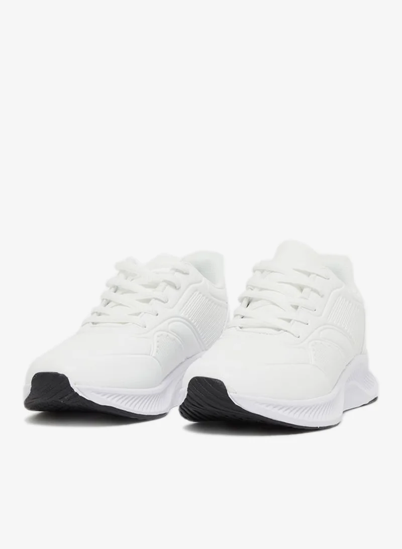Styli Active Textured Low Top Lace-Up Sneakers with Back Pull Tab