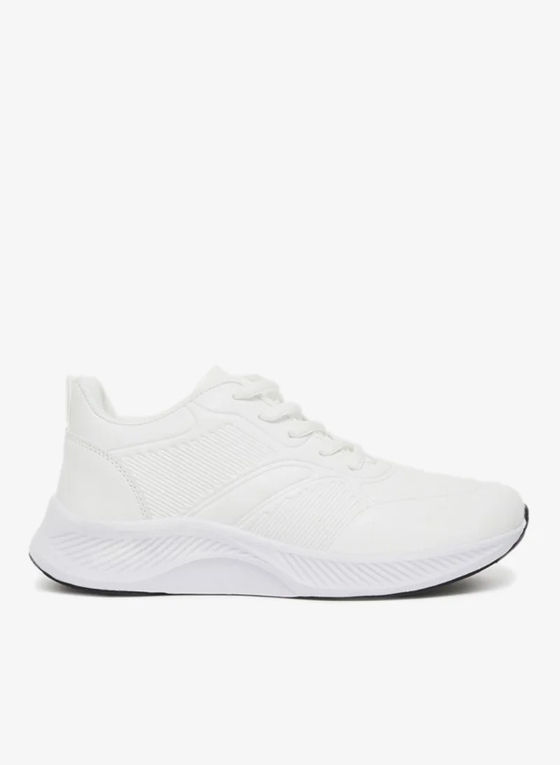 Styli Active Textured Low Top Lace-Up Sneakers with Back Pull Tab